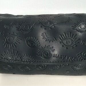 Mary kay limited addition black faux leather Evil Eye embossed makeup bag